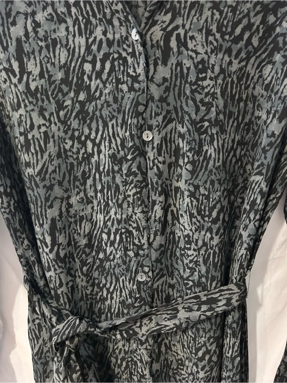 Rails Beatrice Midi Shirt dress Charcoal Abstract Animal Print Ruffle Hem